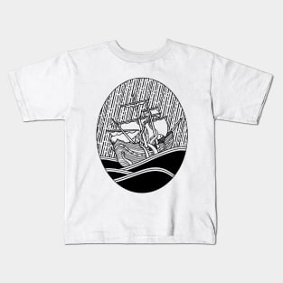 Smooth Seas (Black) Kids T-Shirt